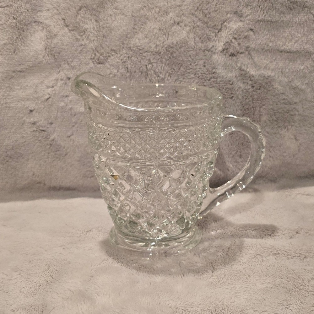 Vintage Anchor Hocking Wexford Clear Pressed Creamer Pitcher Diamond Pattern